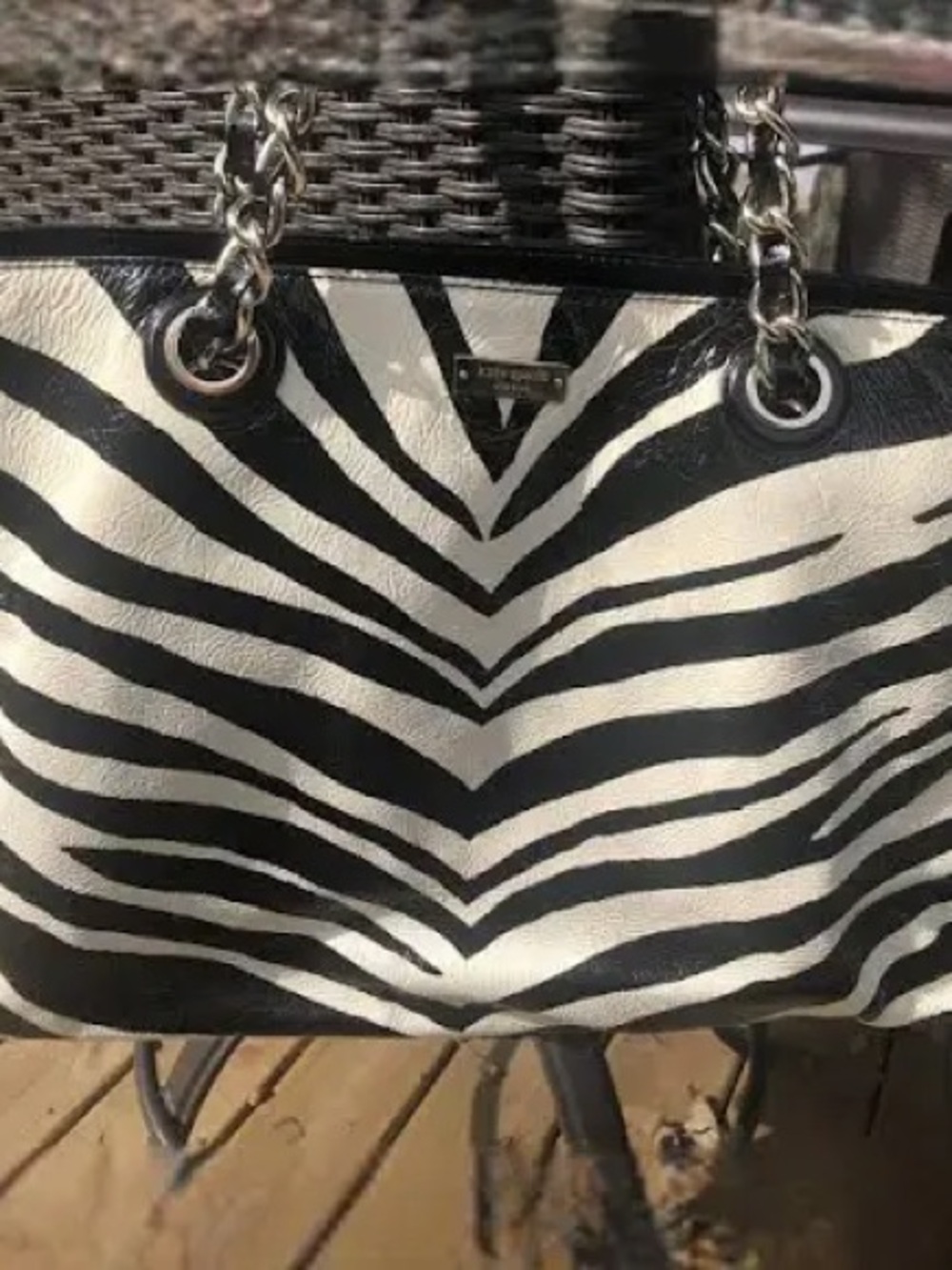 Kate Spade New York ♠️ Pastiche Helena Zebra Black & White  Print Vintage Tote